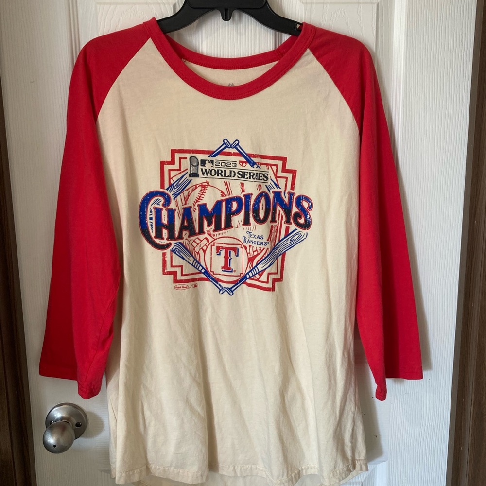 Red and Cream World Series Champions Raglan TeeTexas Rangers